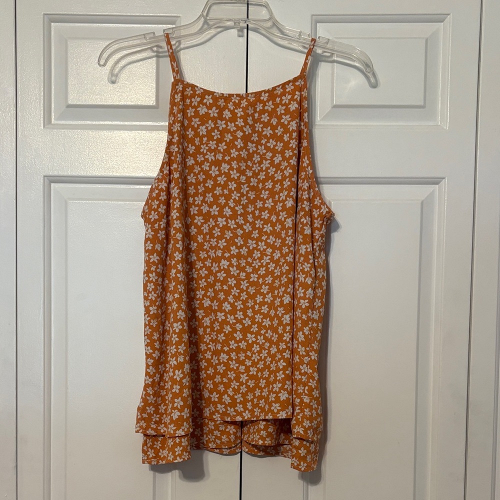 Orange Floral Tank Top